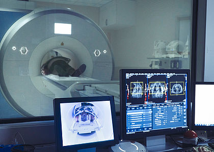 Image of a patient undergoing an MRI scan