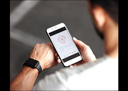 Image showing Person checking fitness tracker on digital watch