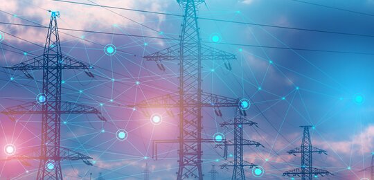 Image showing abstract representation of modern power grids and advanced technologies used to control and monitor energy input