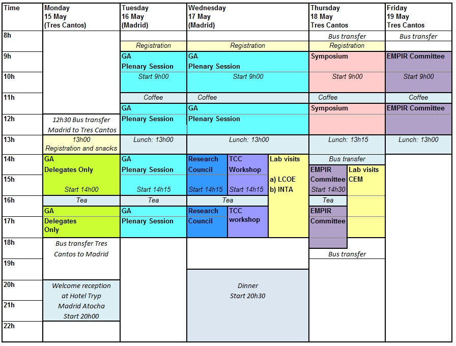 GA2017 timetable