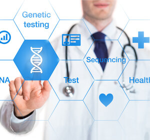 Image showing A doctor selecting DNA from a drop-down list