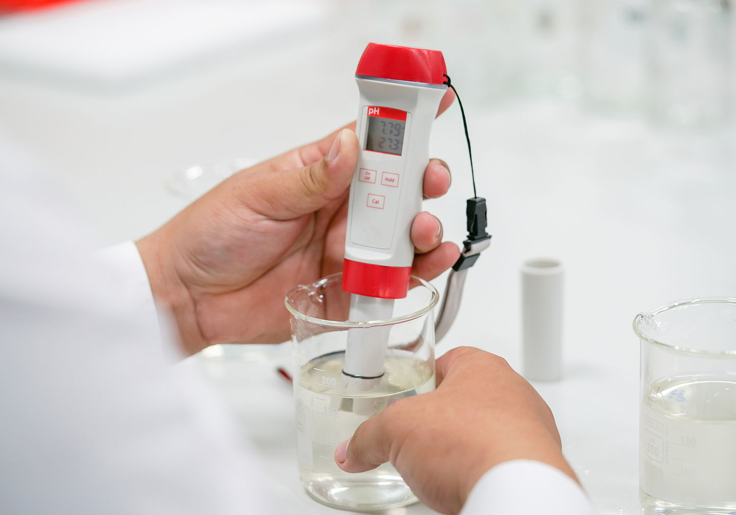 Image showing pH of a solution bein measured