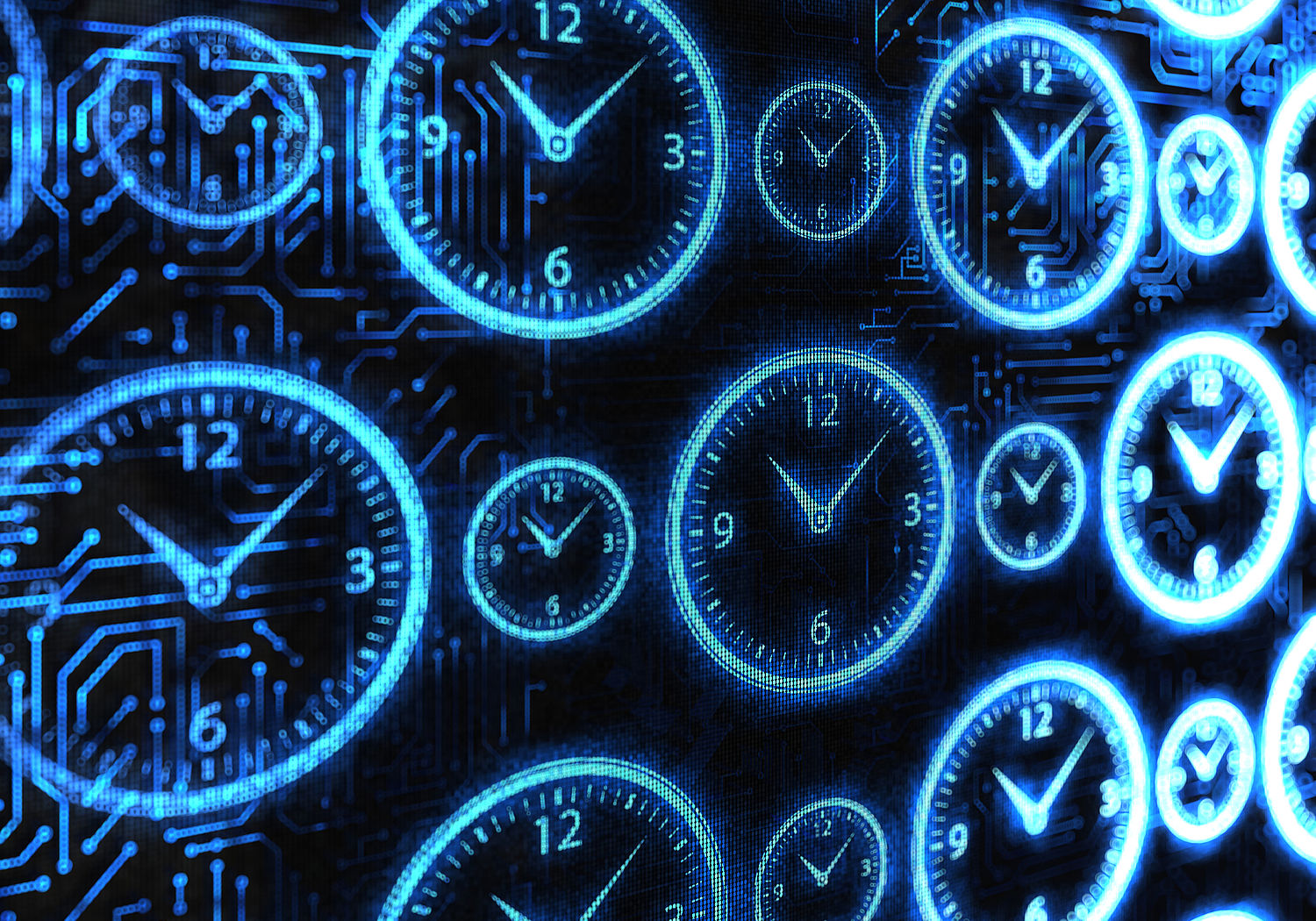 Image of a digital illustration of clock faces