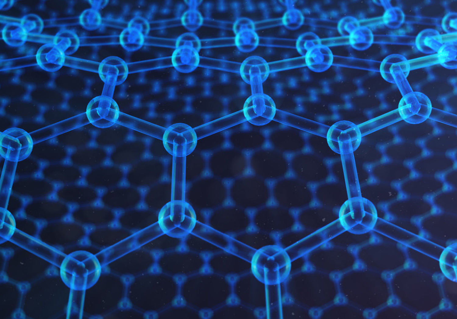 Image showing a graphic of carbon molecules arranged into a graphene lattice