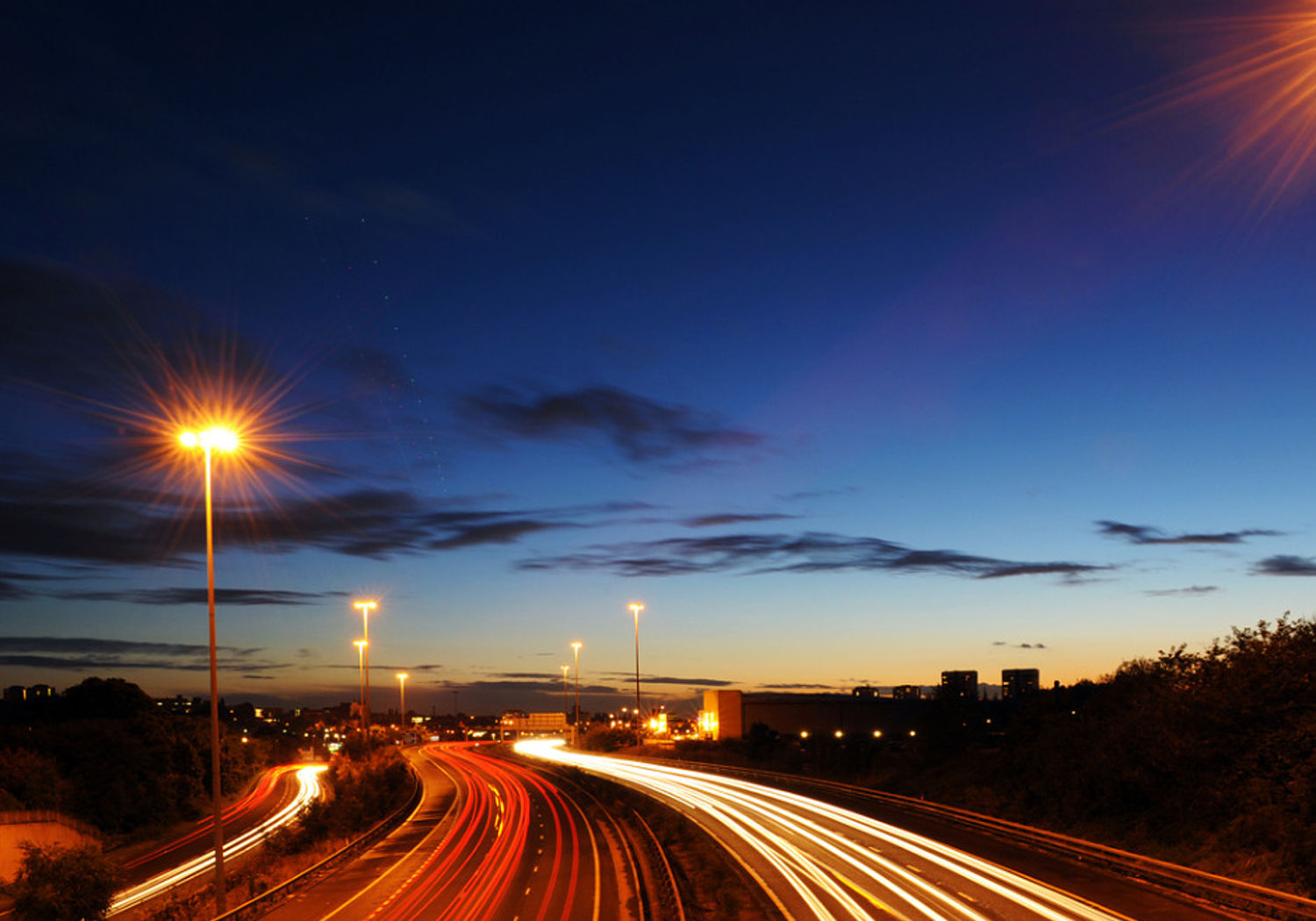 Image showing a Stop motion picture of a Motorway at dusk