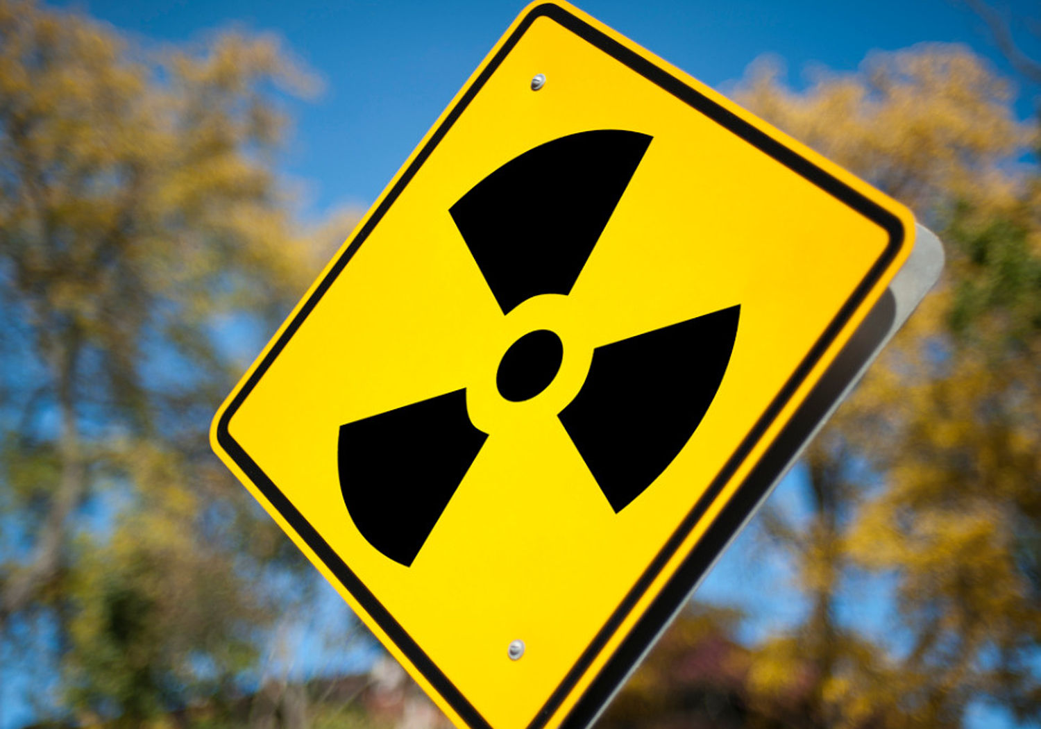 Image showing close up of a black and yellow radiation warning sign