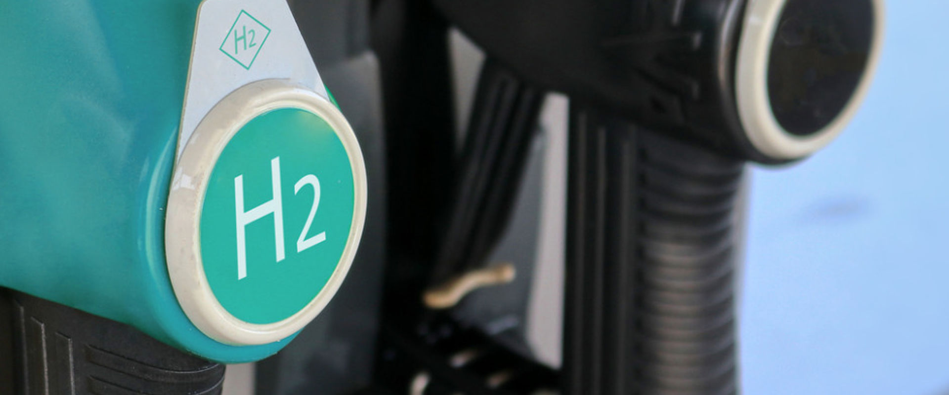 Close up of hydrogen logo on gas stations fuel dispenser