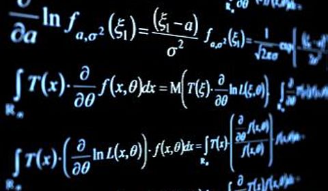 Image showing mathematical equations on blackboard