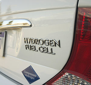 Image showing the rear end of a hydrogen fuel cell car