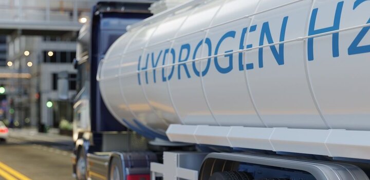 Image showing the rear View Of Hydrogen Transport Truck On The Road