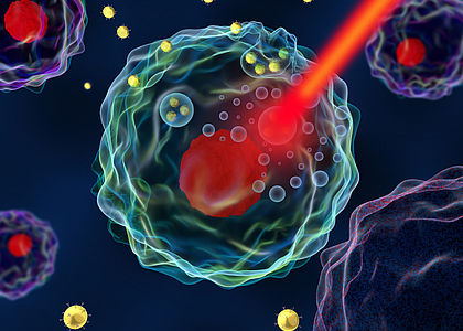 Image of a cancer cell undergoing hyperthermia treatment