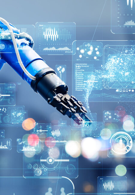 Image showing a robotic arm inside an advanced manufacturing setting