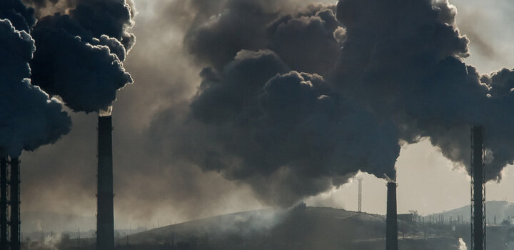 Image showing Air pollution from industrial stacks