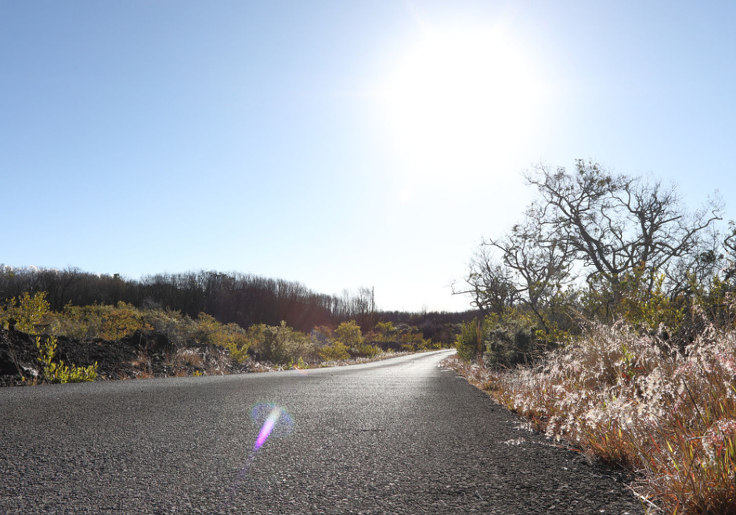 Image showing an empty road leading to a rising sun in the distance