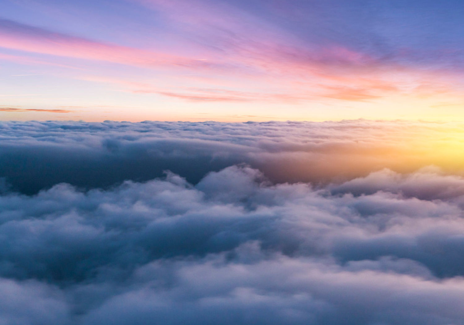 Image showing a View of cloud tops at sunset