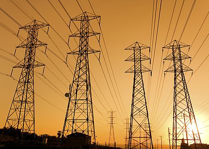 Electrical pylons and power lines Image showing electrical pylons and power lines