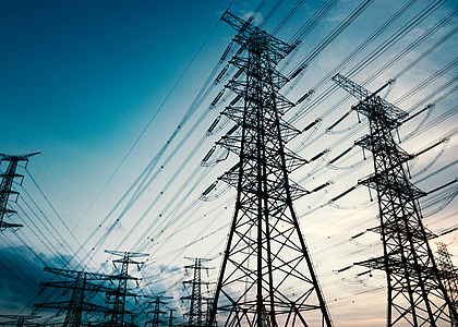 Electrical pylons Image showing High voltage towers