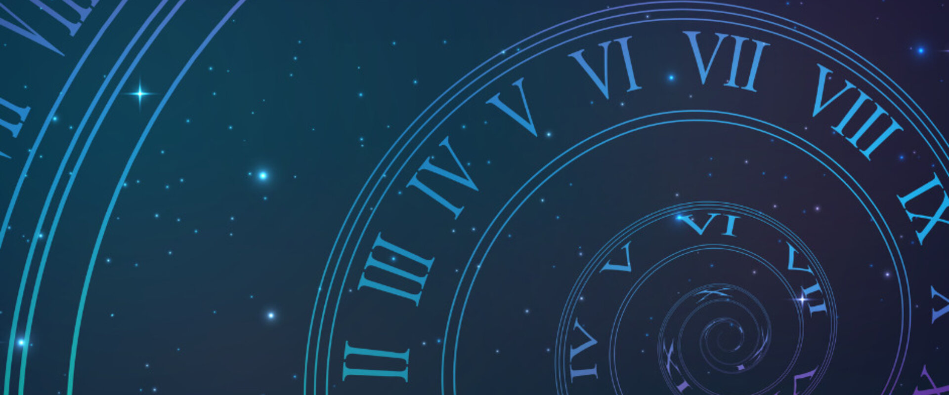 Image showing a clock with hours spiralling through space Image showing a clock with hours spiralling through space