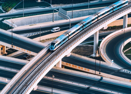 Road motorway and metro junction Image showing a Road motorway and metro junction